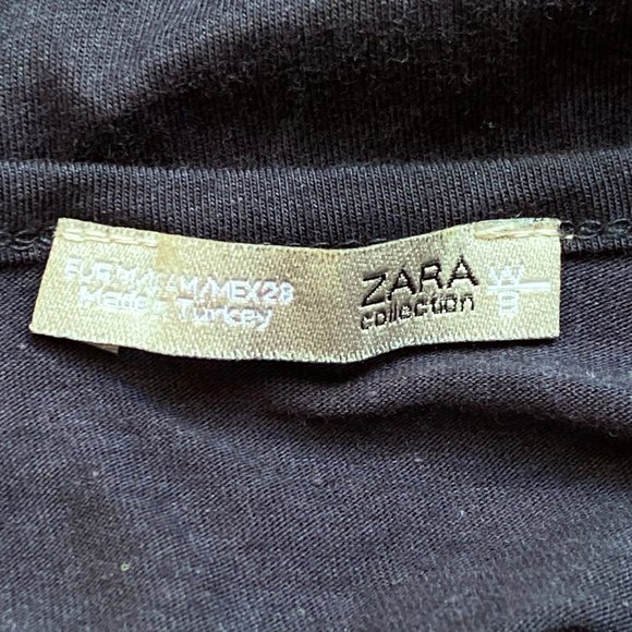 Zara "Curiosity" Sequins 3/4 Sleeve Navy Tee, M EUC - Picture 8 of 8